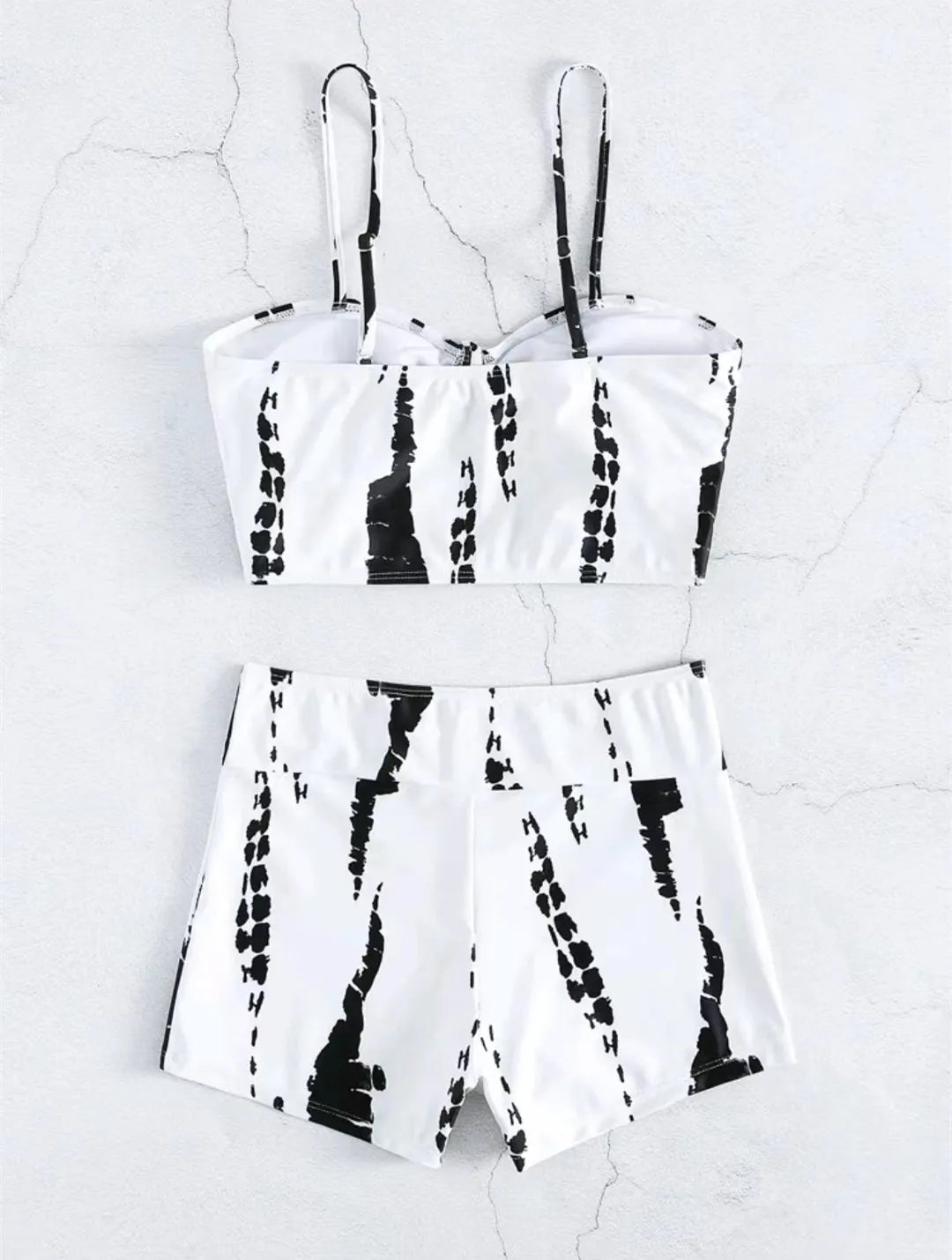 Drawstring Front Shorts Bikinis 2025 High Waist Swimsuit Women Swimwear Two-Piece Set