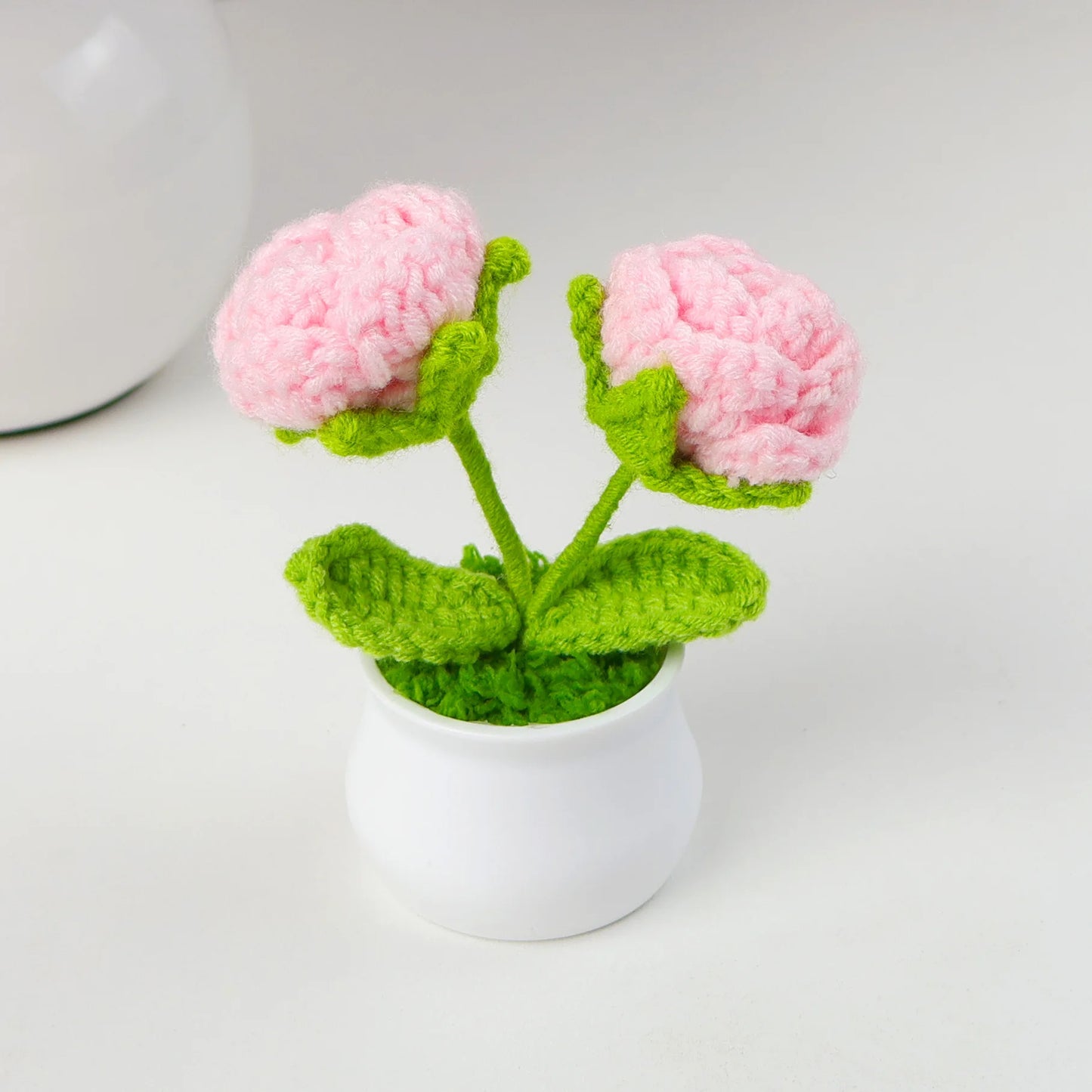 Decorative Knitted Rose Pot | Artificial Flowers for Home & Celebration Decor
