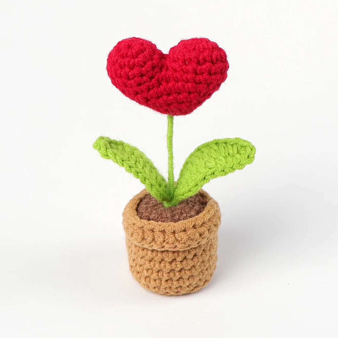 Heart-Shaped Knitted Flower Pot | Romantic Valentine's Day &amp; Engagement Gift, Anniversary