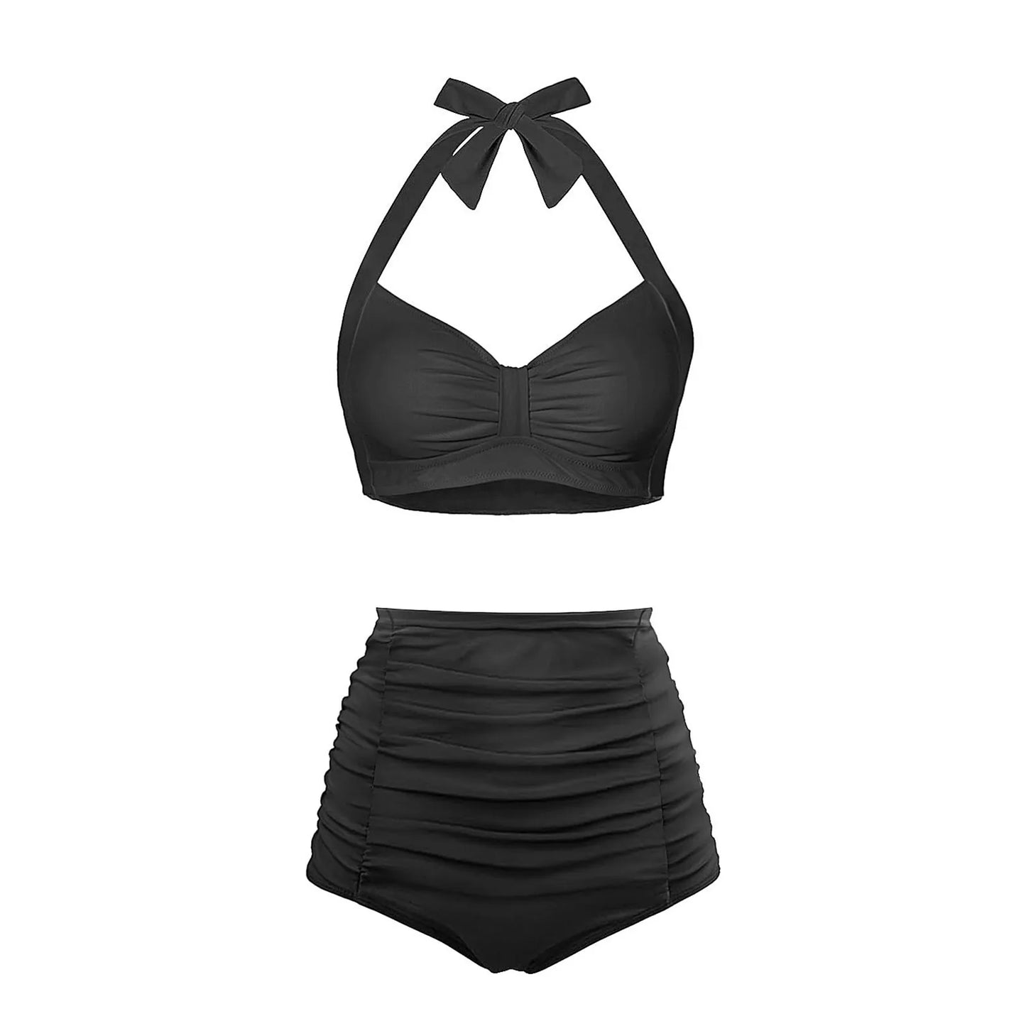 High Waisted Push-Up Tankini Set - Vintage Two-Piece Swimsuit with Underwire Support