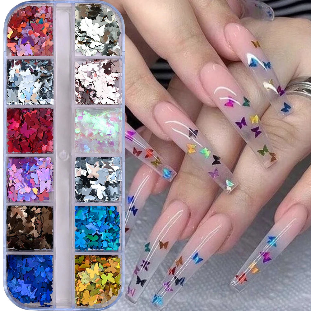 12-Grid Ocean Gold Nail Art Charms Set - Shell, Seahorse & Starfish with White Pearl Gems & Metal Studs