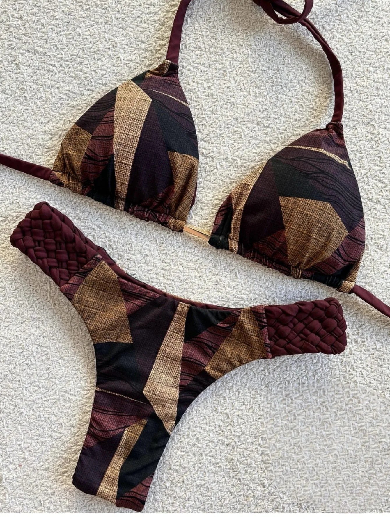 Print Halter Mini High Cut Bikini Women Two-Piece Swimwear Set