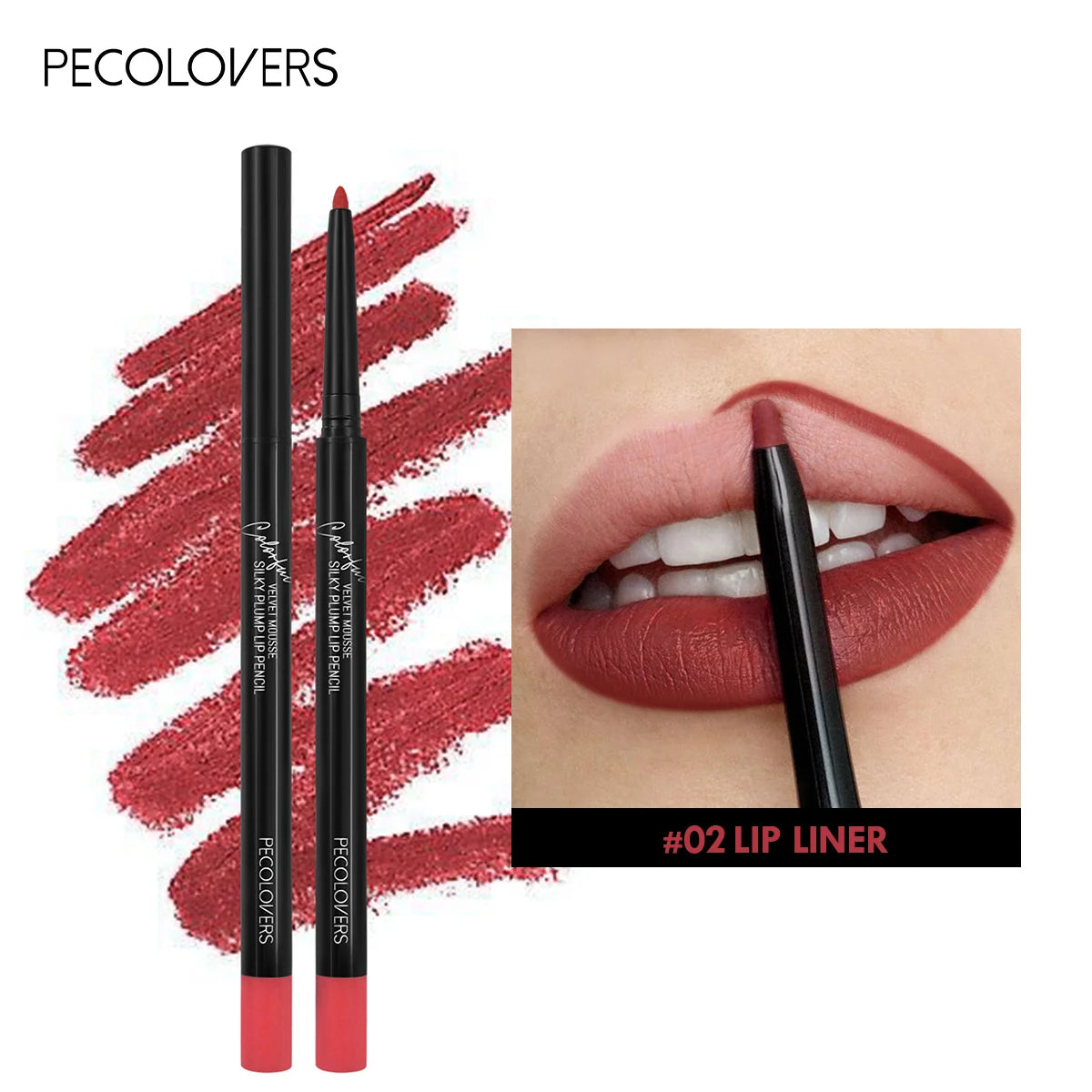 Waterproof Matte Lip Liner Pencil - Long-Lasting Non-Stick Moisturizing Lip Contour in 12 Colors