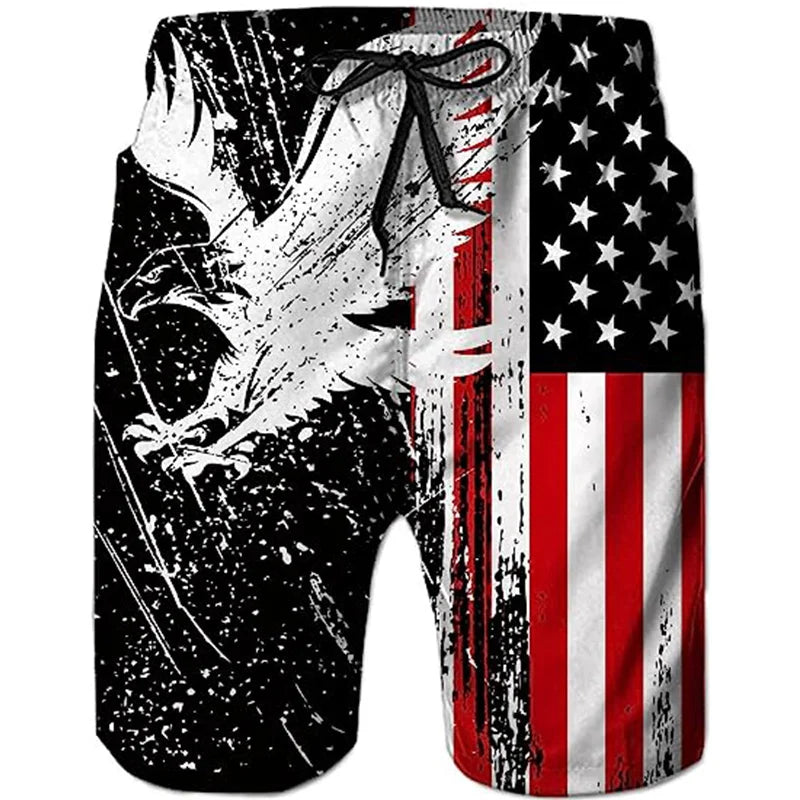 Men's 3D Print Bermuda Board Shorts - Quick Dry Swim Trunks for Beach & Surfing