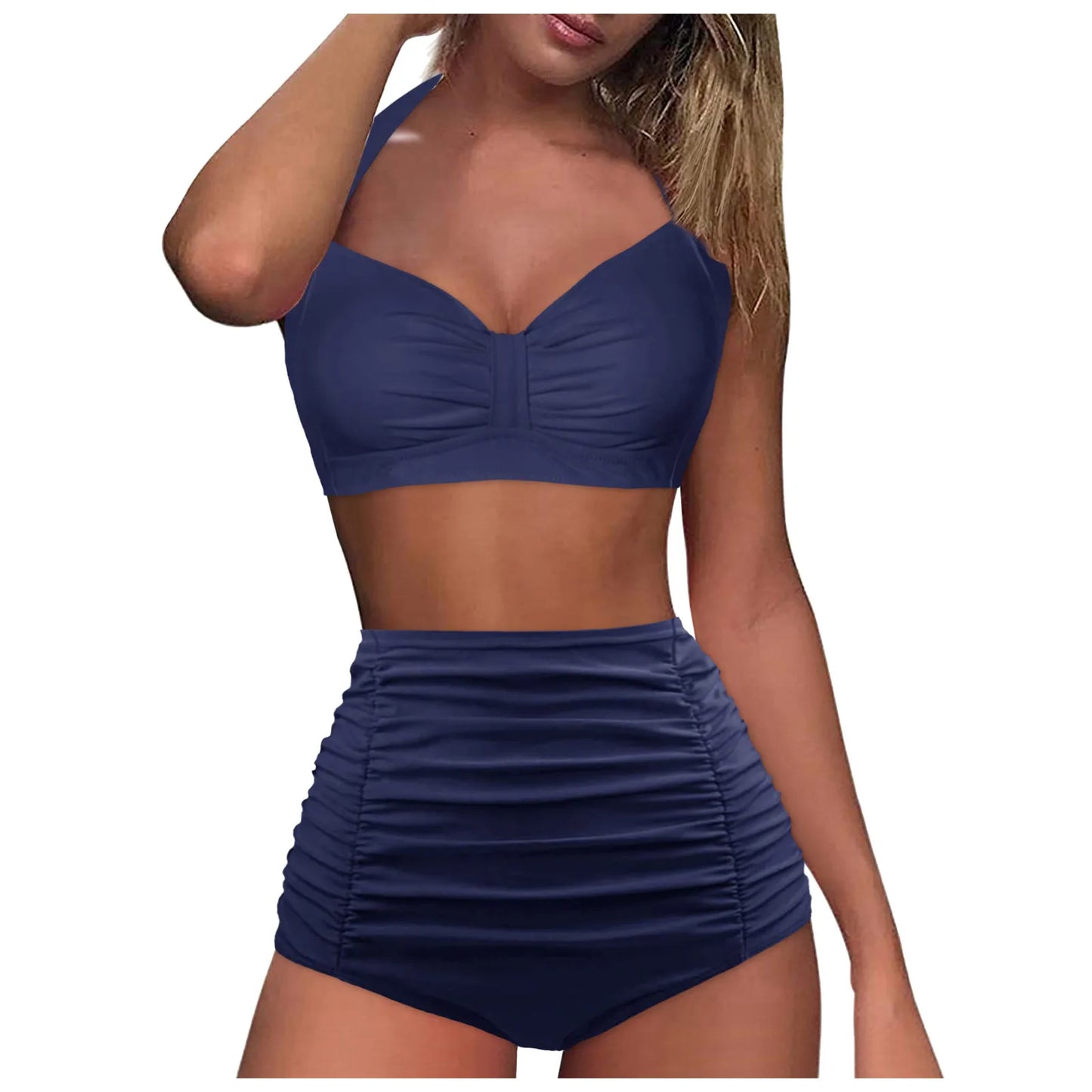 High Waisted Push-Up Tankini Set - Vintage Two-Piece Swimsuit with Underwire Support