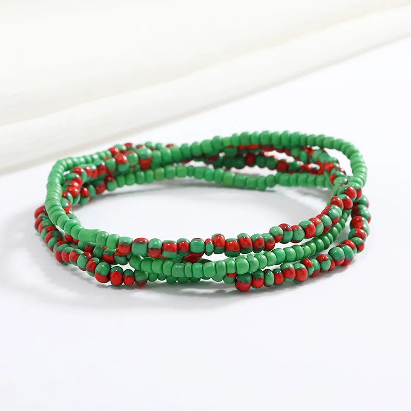 Women's Hand Beaded Glass Body Chain - Elastic Waist Belly Chain Jewelry