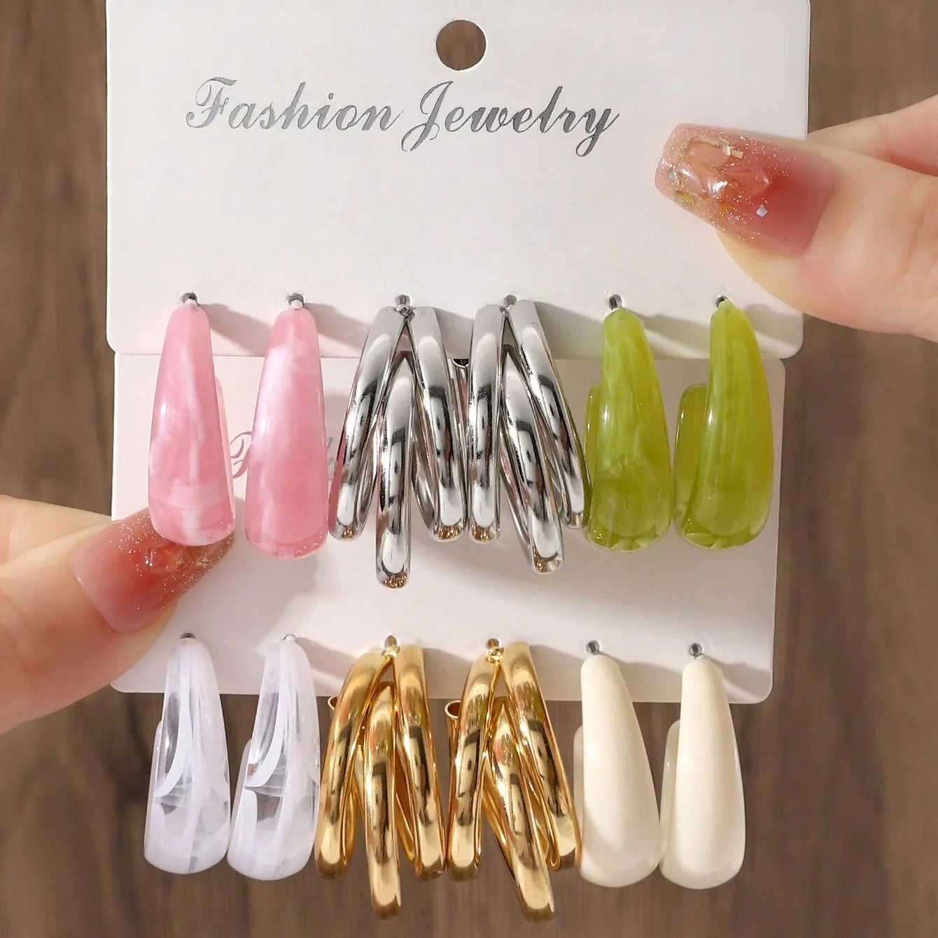 Trendy Bohemian Colorful Acrylic Drop Earrings Set - Fashion Must-Have!