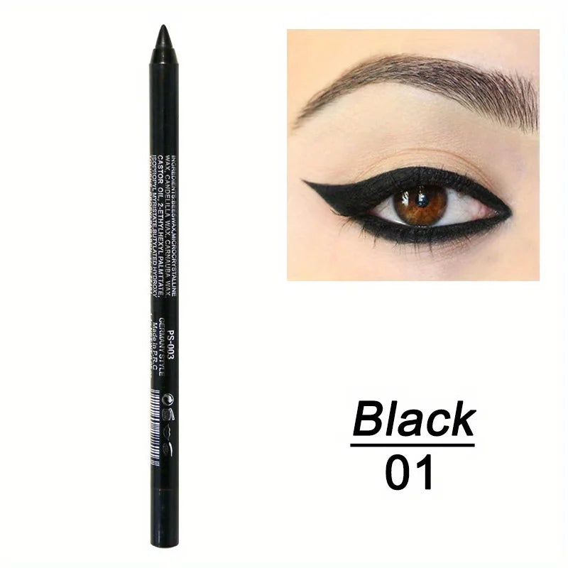 Smudge-Proof Waterproof Eyeliner Pencil - High-Shine, Long-Lasting Eye Makeup in Black & Multicolor Options