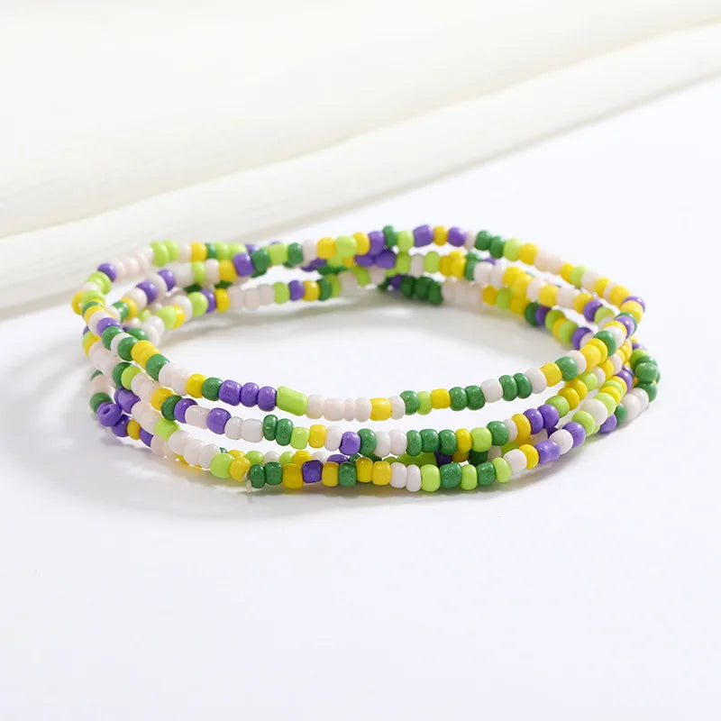 Women's Hand Beaded Glass Body Chain - Elastic Waist Belly Chain Jewelry