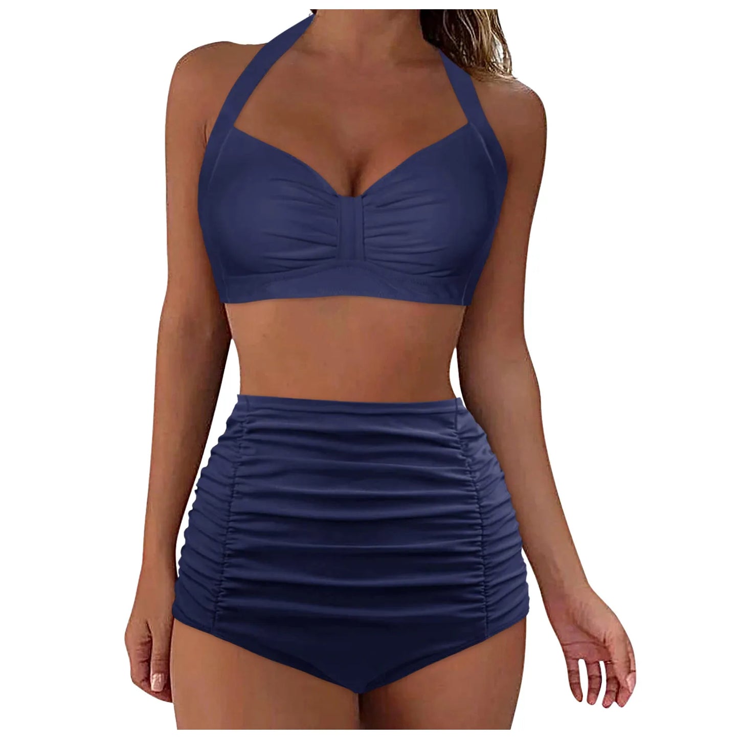 High Waisted Push-Up Tankini Set - Vintage Two-Piece Swimsuit with Underwire Support