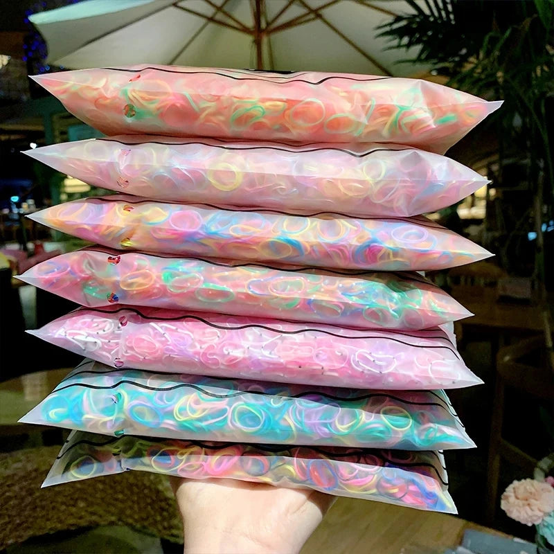 1000pcs Colorful Mini Rubber Hair Bands - Small Elastic Ponytail Holders for Girls - Disposable Hair Ties Pack