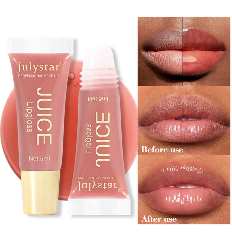 Julystar Crystal Clear Jelly Lip Oil - Moisturizing Glass Lip Gloss with Fruit Scent & Hydrating Formula