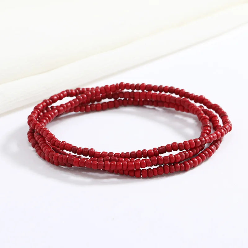 Women's Hand Beaded Glass Body Chain - Elastic Waist Belly Chain Jewelry
