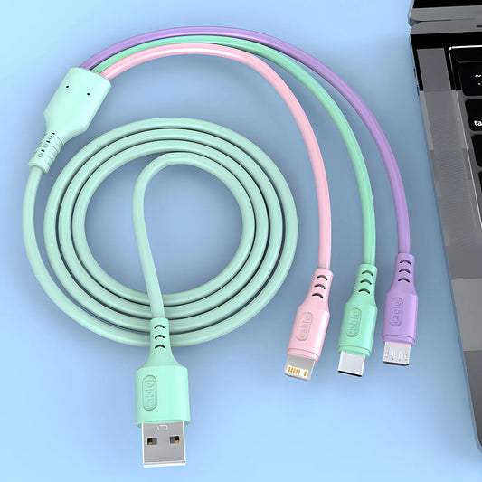3-in-1 Fast Charging Cable - iPhone 15/14/13/12/11 + USB-C + Micro USB | Universal Phone Charger & Data Cable