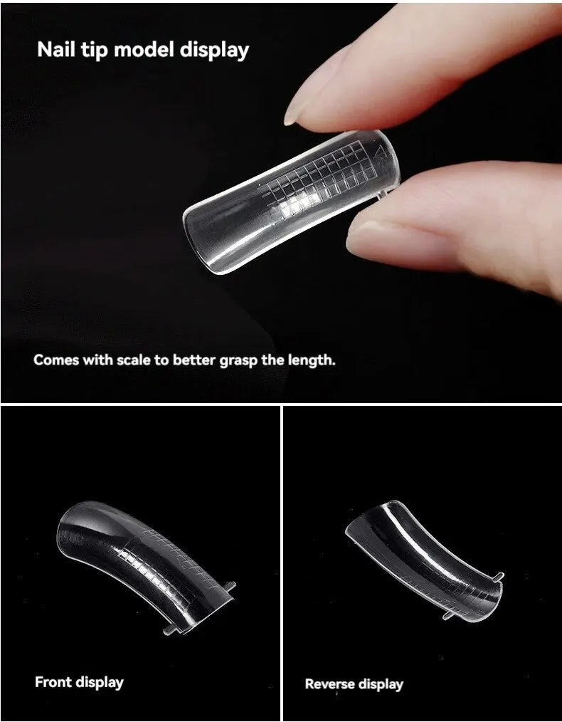 100-Piece Crystal Clear Nail Extension Sheets - Quick Light Therapy Transparent Nail Forms for Professional Extensions