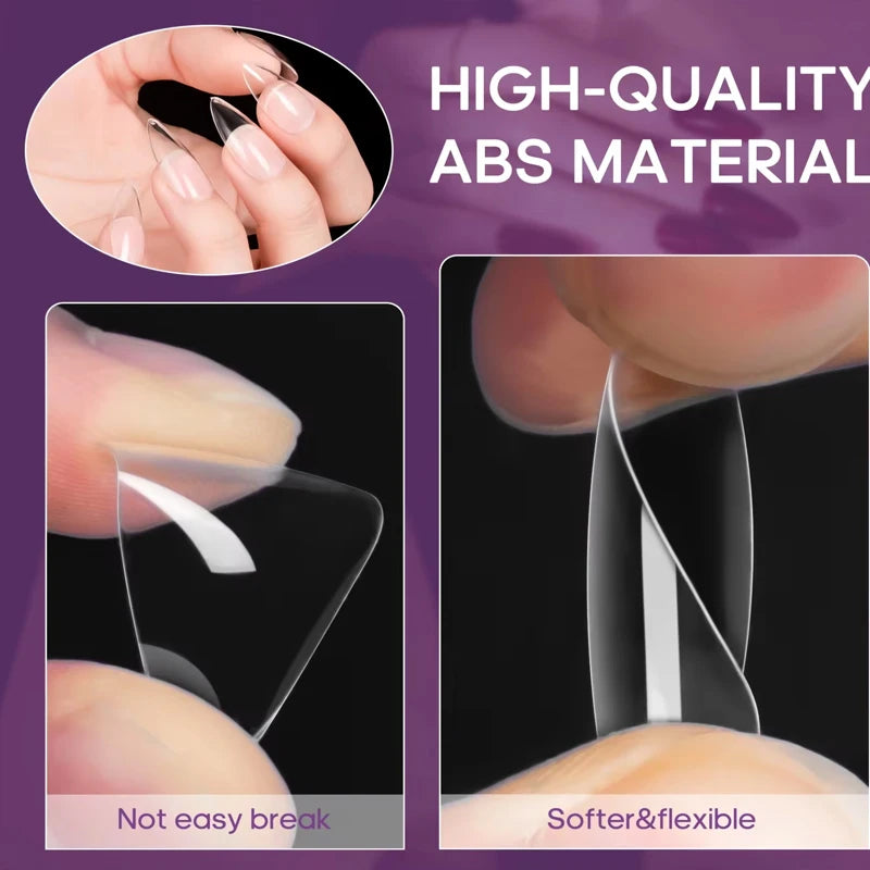 240-Piece Almond False Nail Tips Set - Clear Matte Soft Acrylic Extensions in 12 Sizes for DIY & Salon Use