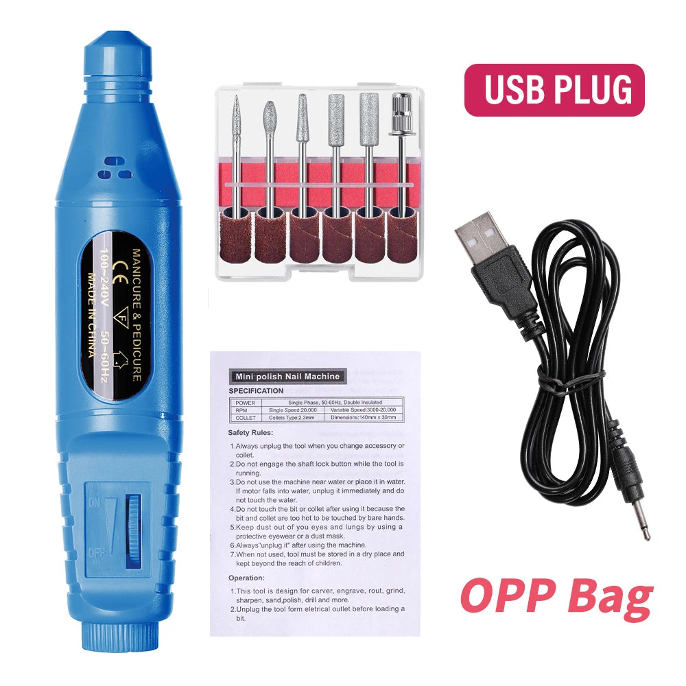6-in-1 Electric Nail Drill Kit - Professional Manicure Machine with Portable File Tools