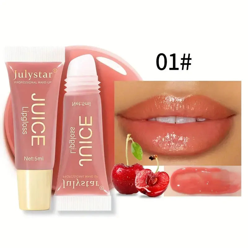 Julystar Crystal Clear Jelly Lip Oil - Moisturizing Glass Lip Gloss with Fruit Scent & Hydrating Formula