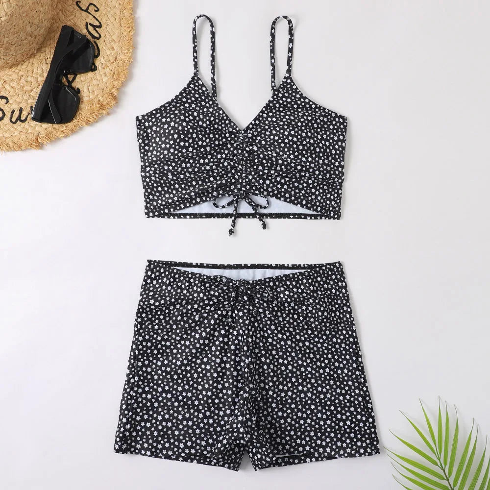High Waist Bikini Swimsuit Women 2023 Push Up Bikini Floral Print Two-Piece Swimwear Set