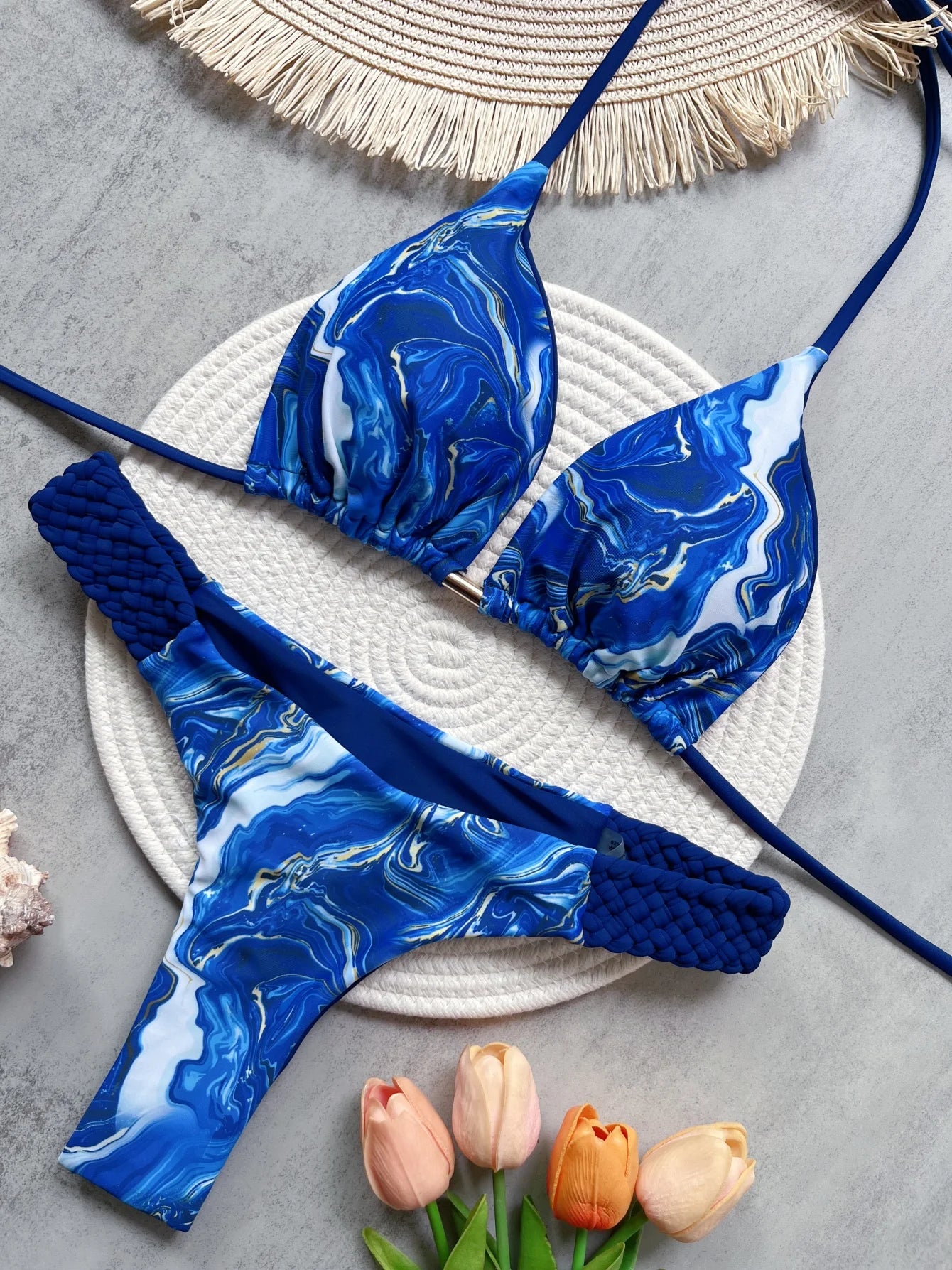 Print Halter Mini High Cut Bikini Women Two-Piece Swimwear Set