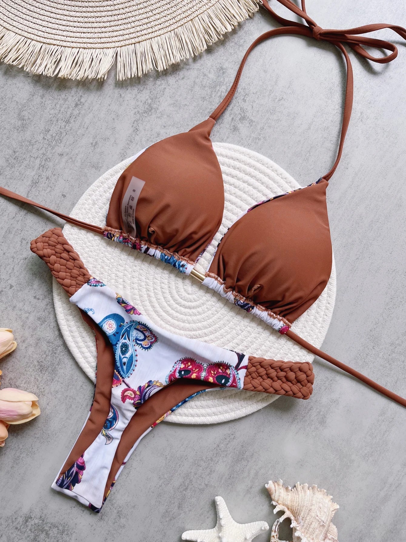 Print Halter Mini High Cut Bikini Women Two-Piece Swimwear Set