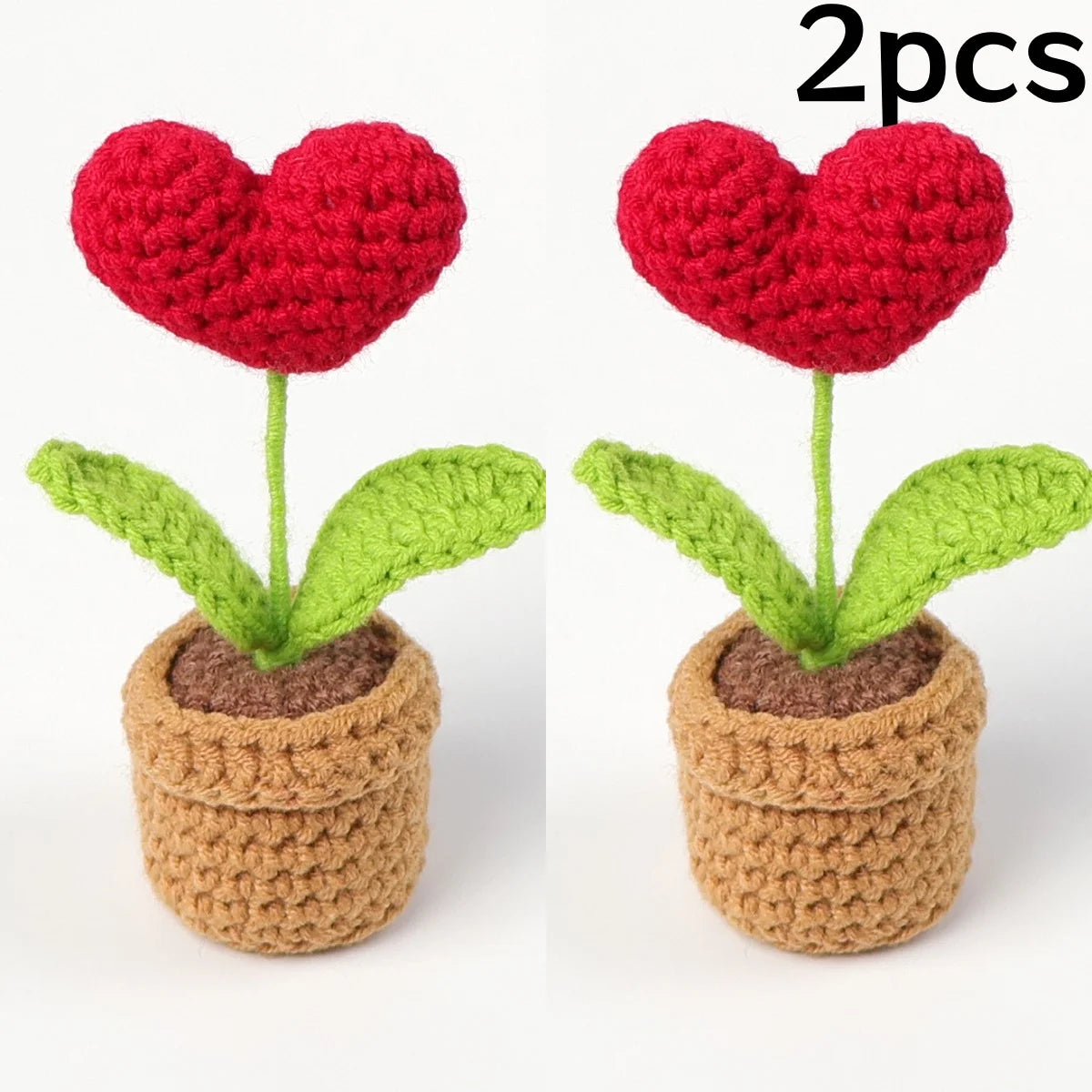 Heart-Shaped Knitted Flower Pot | Romantic Valentine's Day &amp; Engagement Gift, Anniversary
