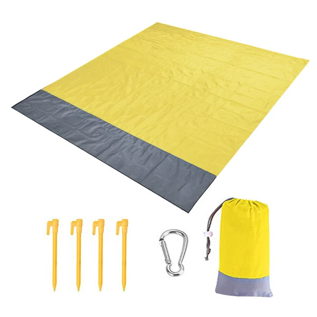 2x2.1m Waterproof Beach Blanket | Portable Sand-Free Picnic Mat with Anchors