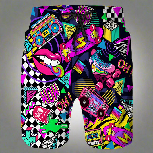 Vibrant Graffiti Beach Shorts for Men - Summer Collection