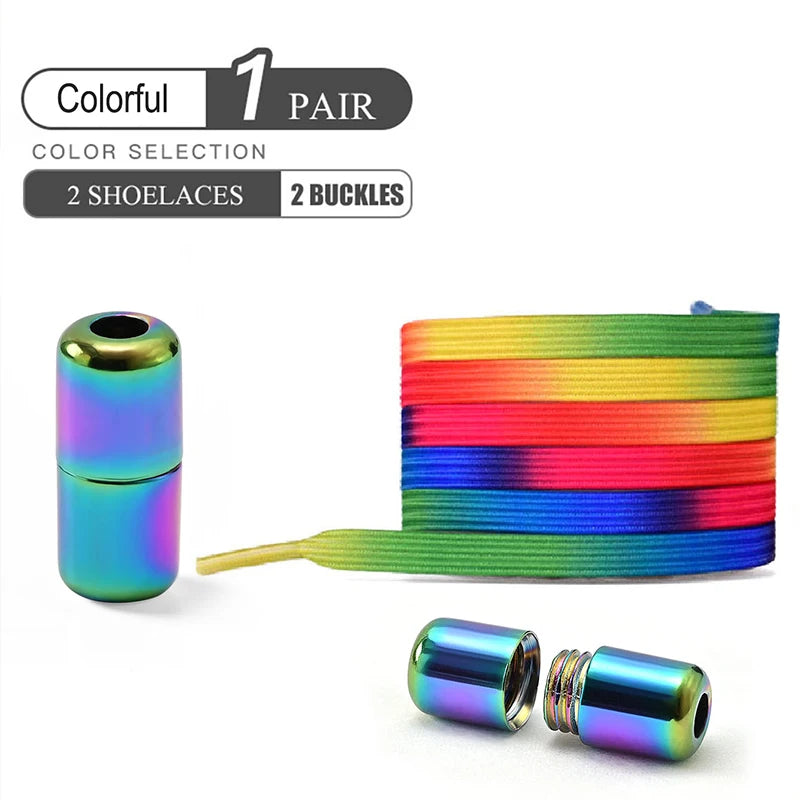 No Tie Elastic Shoe Laces with Colorful Buckle - Pearl Light Fashion Shoelaces