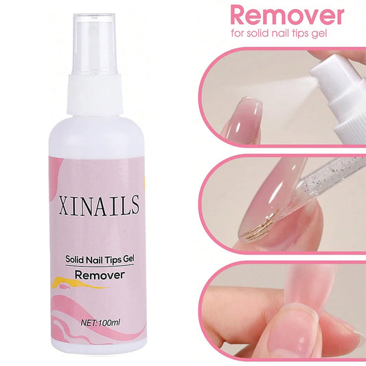 100ml False Nail Tips & Gel Remover - Easy Soften Liquid for Press-On Nails & Solid Adhesives