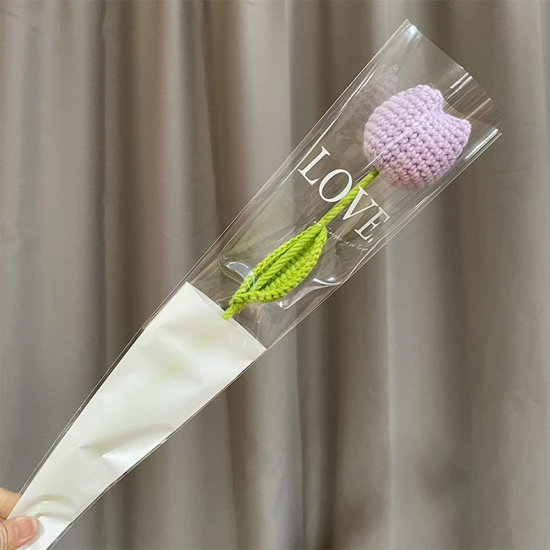 Handcrafted Crochet Tulip Flower - Artificial Woven Tulip for Home Decoration, Weddings & Mother's Day Gifts
