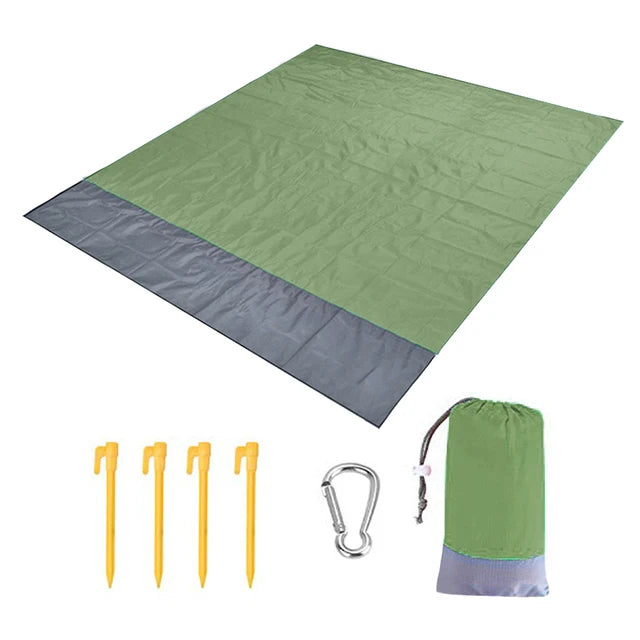 2x2.1m Waterproof Beach Blanket | Portable Sand-Free Picnic Mat with Anchors