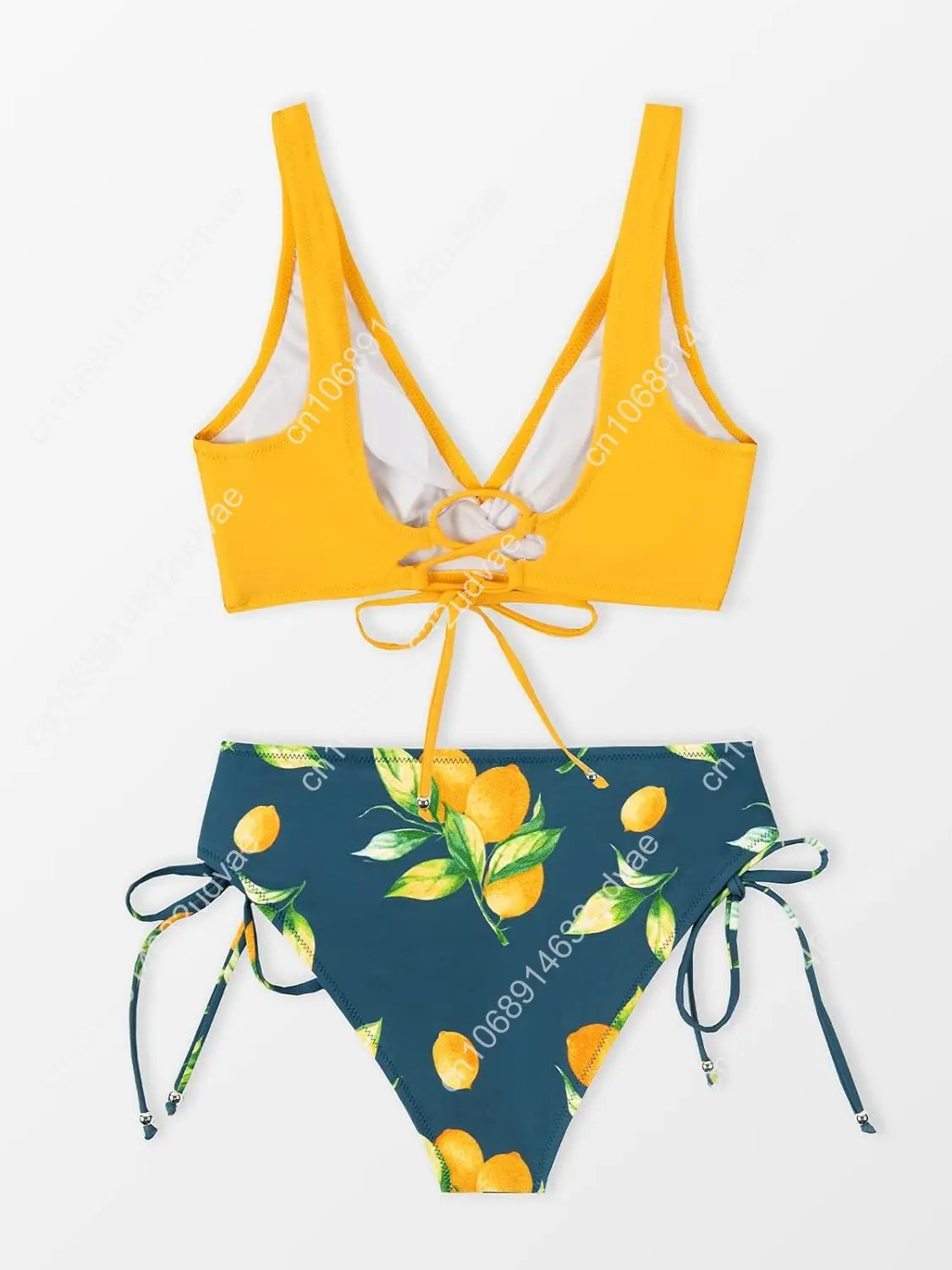 Women's Front Cross Lace Up Bandeau Bikini Set Two Piece Swimsuit