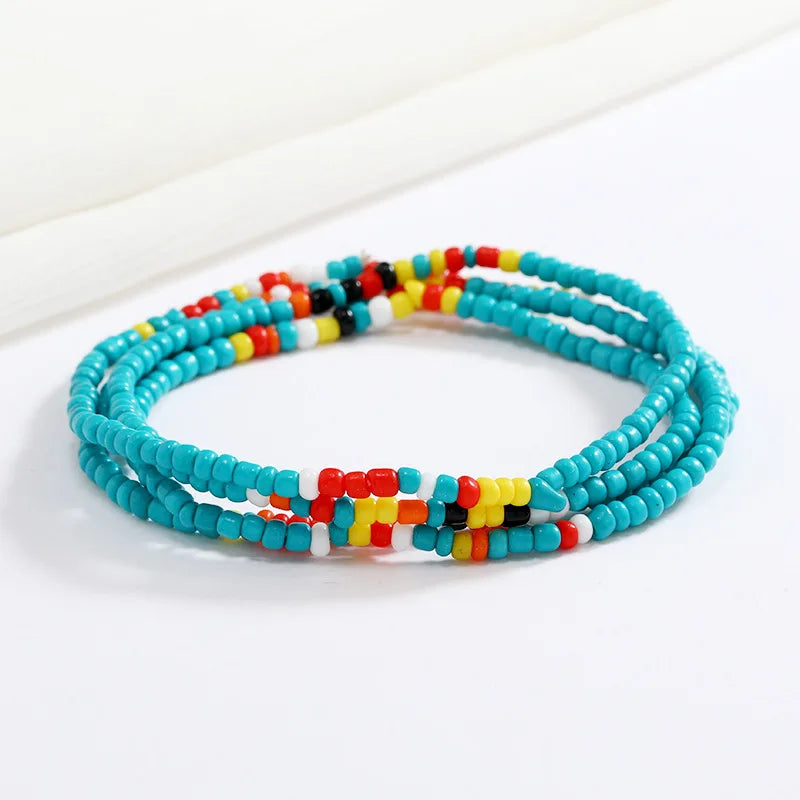 Women's Hand Beaded Glass Body Chain - Elastic Waist Belly Chain Jewelry