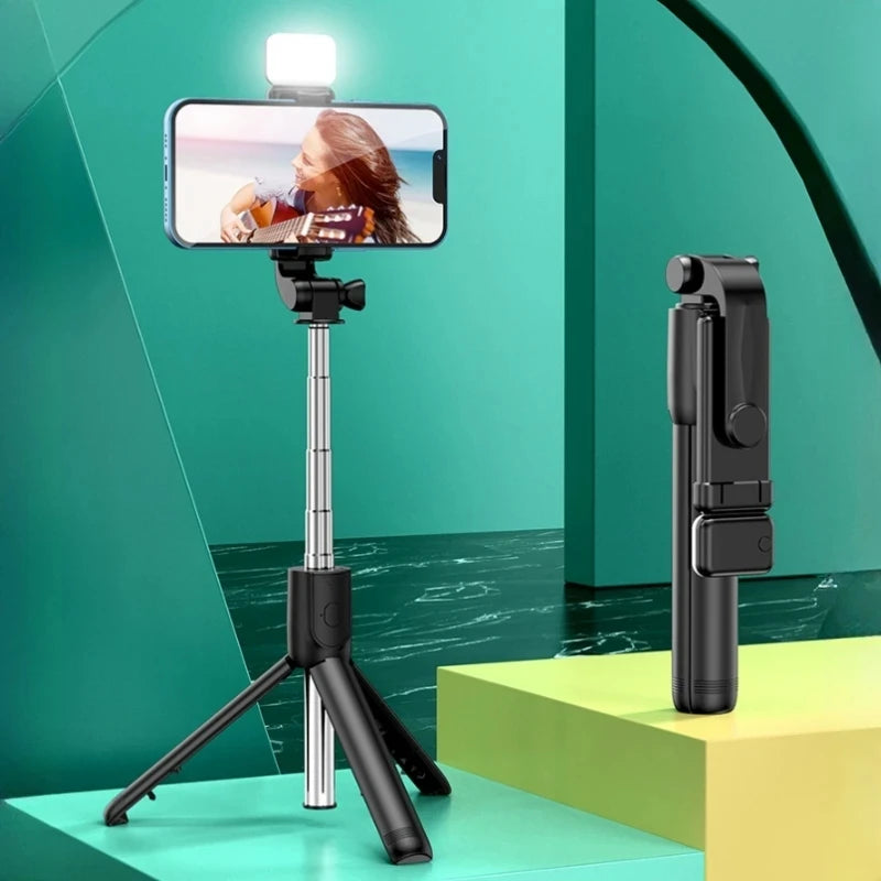 FGCLSY Bluetooth Selfie Stick with Fill Light & Remote - Extendable Tripod for iPhone, Samsung, Xiaomi | Wireless Phone Holder