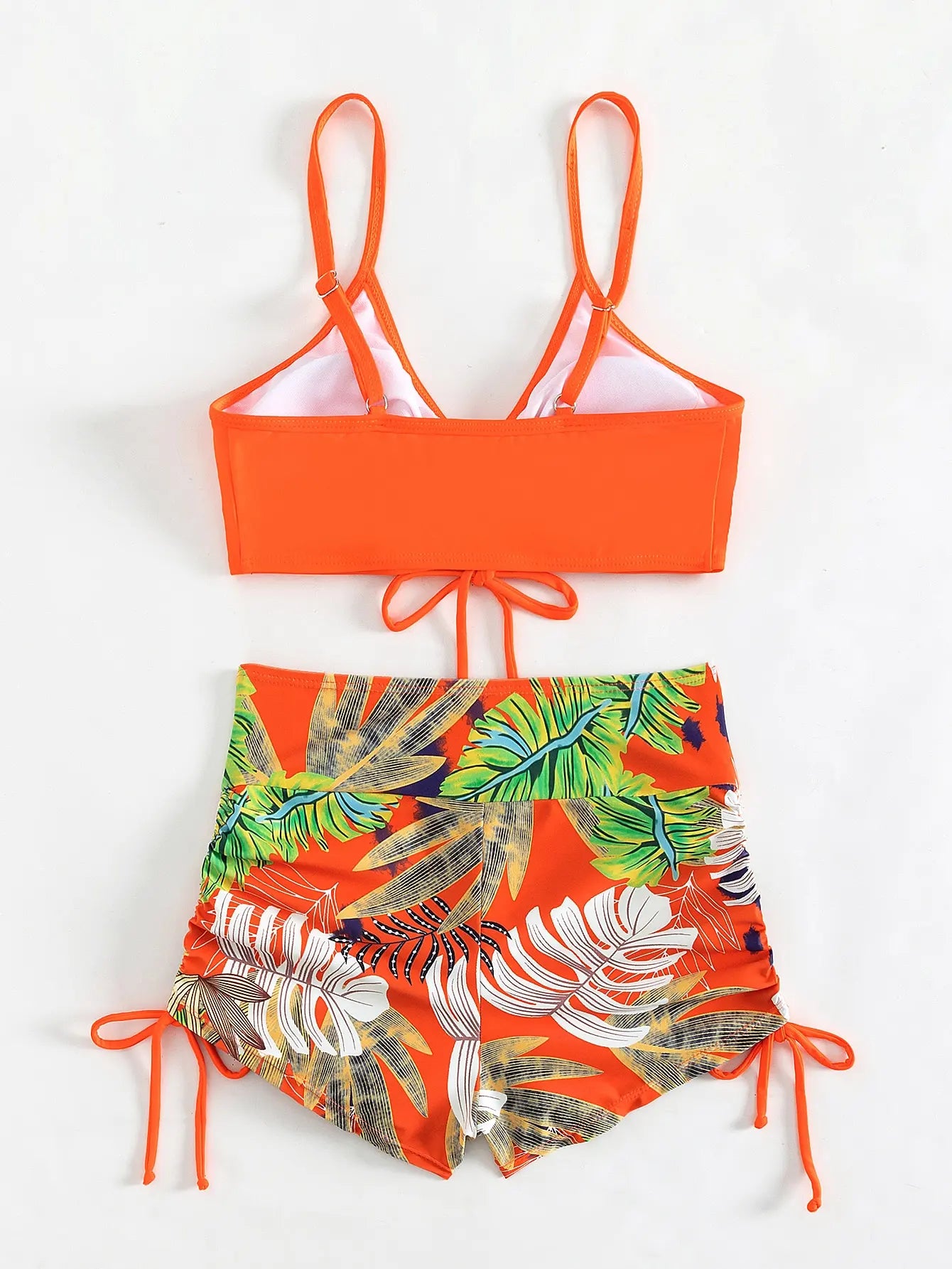 Drawstring Front Shorts Bikinis 2025 High Waist Swimsuit Women Swimwear Two-Piece Set