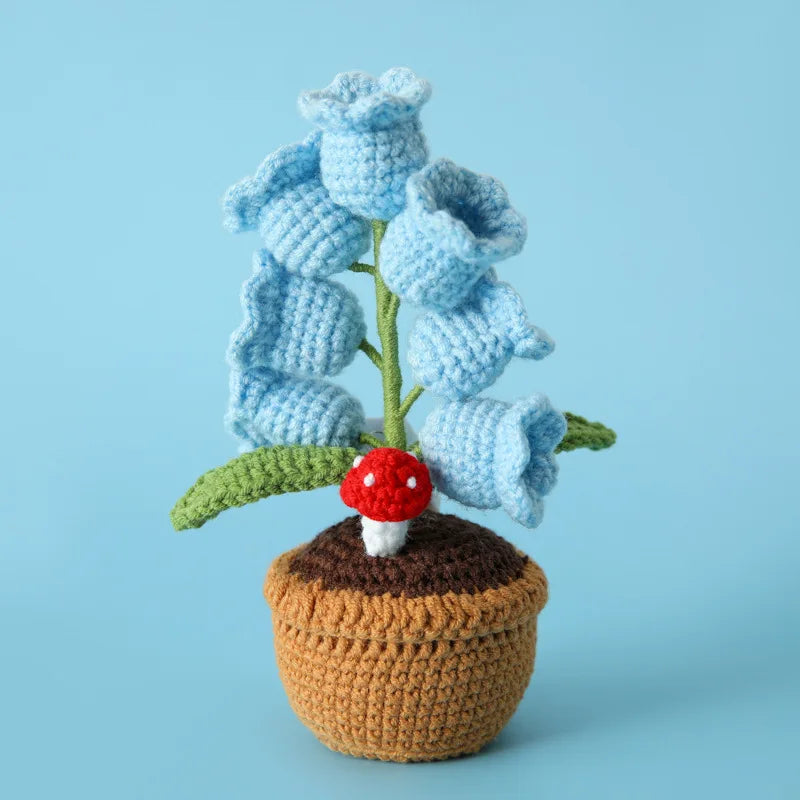 Illuminated Crochet Bell Orchid | Handmade Potted Flower Decoration