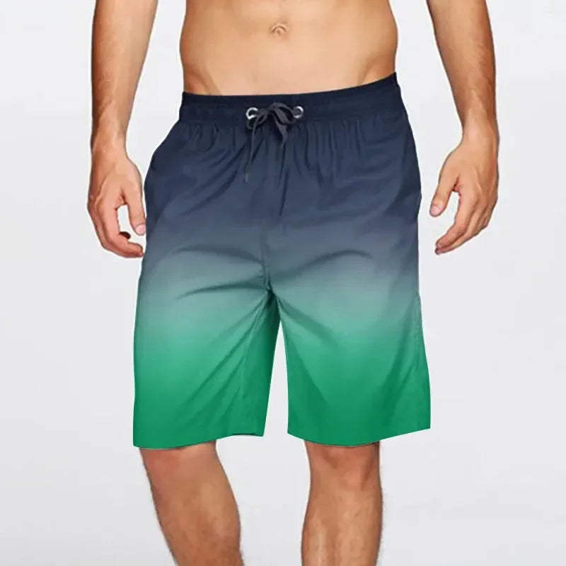 Men's Hawaii Surf Board Shorts - 3D Gradient Print Swim Trunks