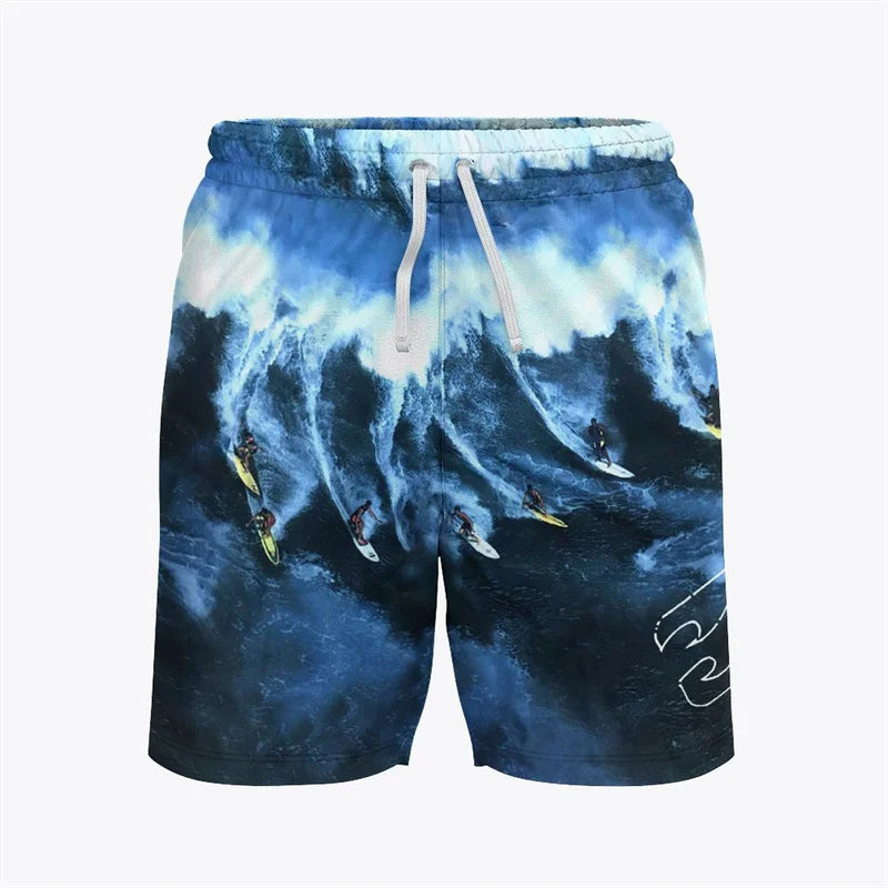 Men's 3D Print Bermuda Board Shorts - Quick Dry Swim Trunks for Beach & Surfing