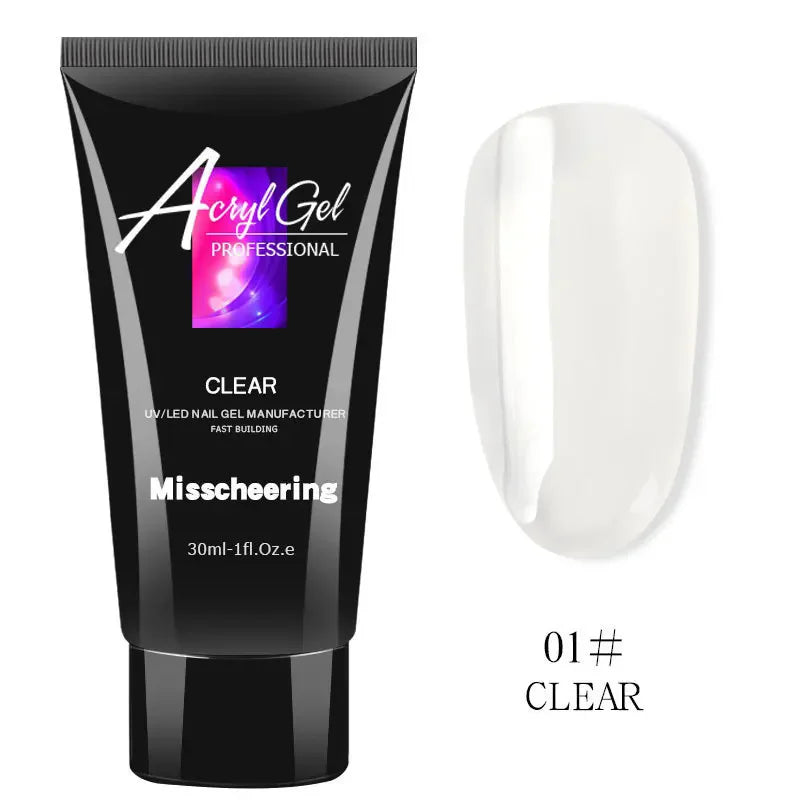 30ml Nail Extension Gel - UV LED Quick Build Poly Acrylic Crystal Model Painless Extension Glue