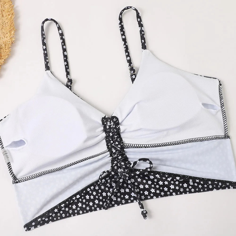 High Waist Bikini Swimsuit Women 2023 Push Up Bikini Floral Print Two-Piece Swimwear Set