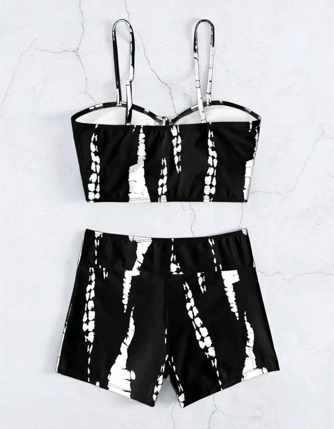 Drawstring Front Shorts Bikinis 2025 High Waist Swimsuit Women Swimwear Two-Piece Set