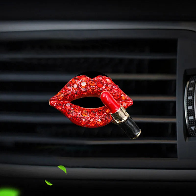 Diamond Red Lips Car Vent Clip | Lemon Scent Air Freshener for Auto Interior