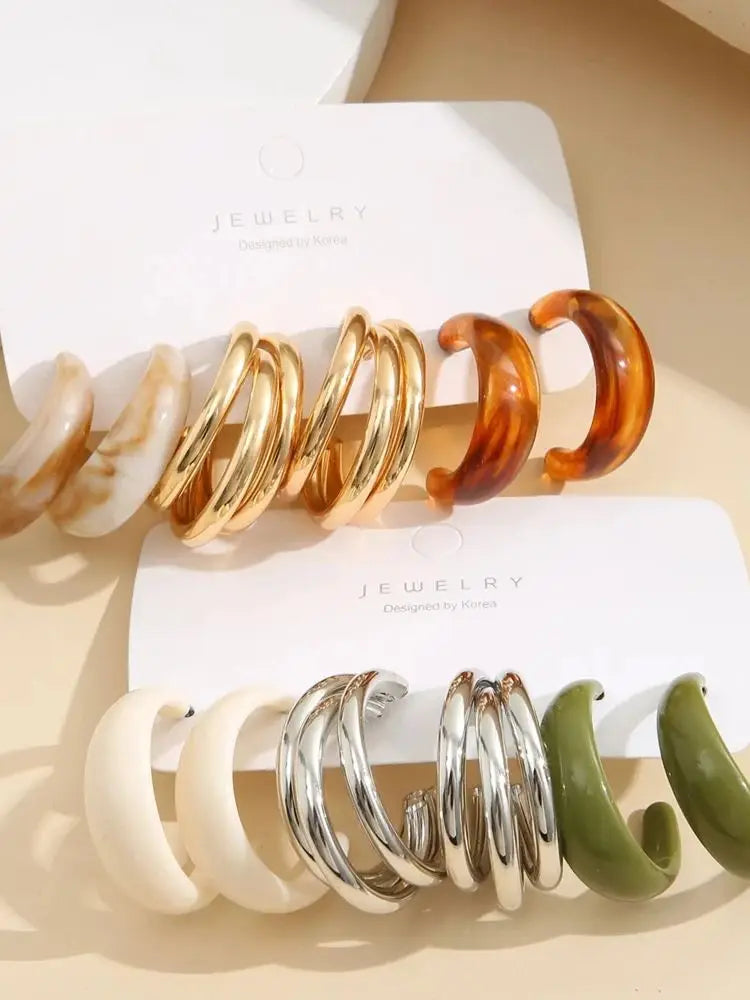 Trendy Bohemian Colorful Acrylic Drop Earrings Set - Fashion Must-Have!