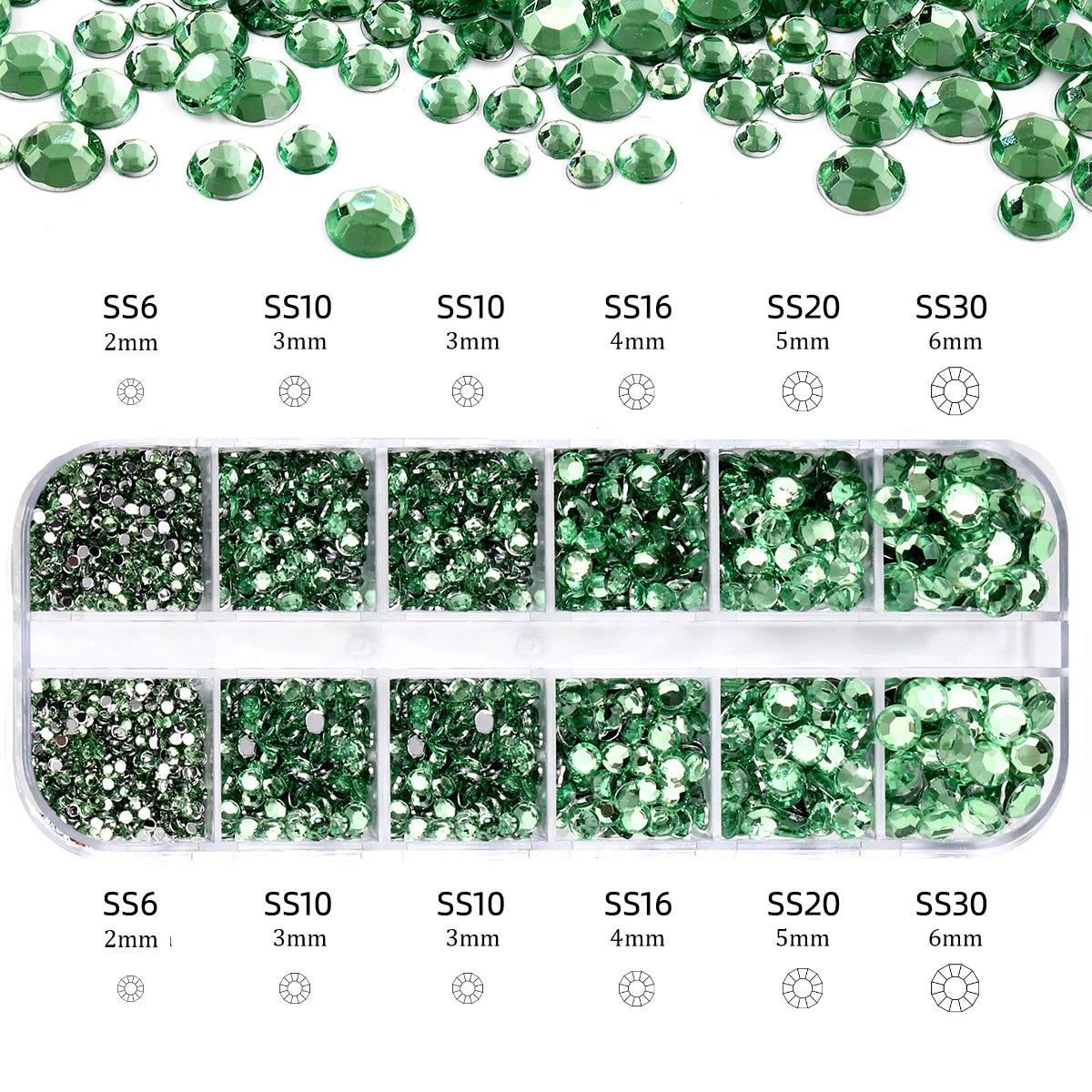 2400+ Shiny Clear Crystal Nail Rhinestones - Mixed Size Glass Flatback Gems Kit
