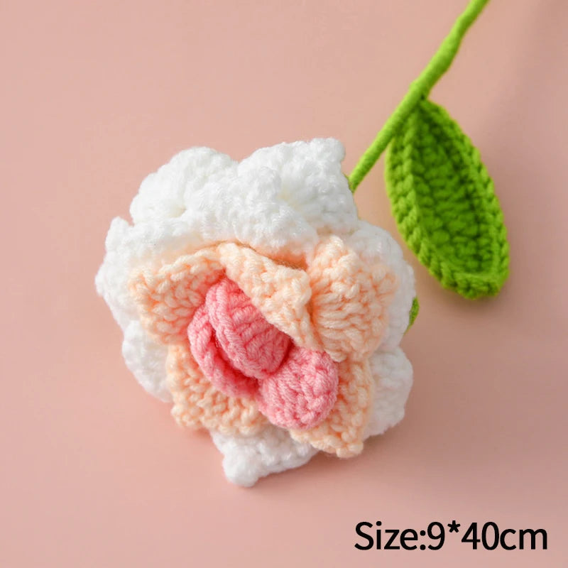 Handcrafted Crochet Tulip Flower - Artificial Woven Tulip for Home Decoration, Weddings & Mother's Day Gifts