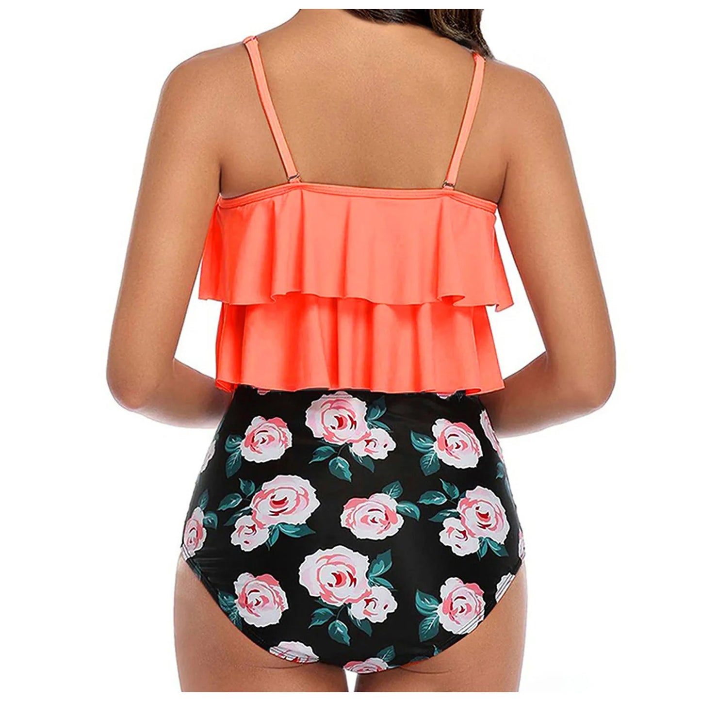 Ladies Vintage Swimsuits - Ruffle Ruched Split Design