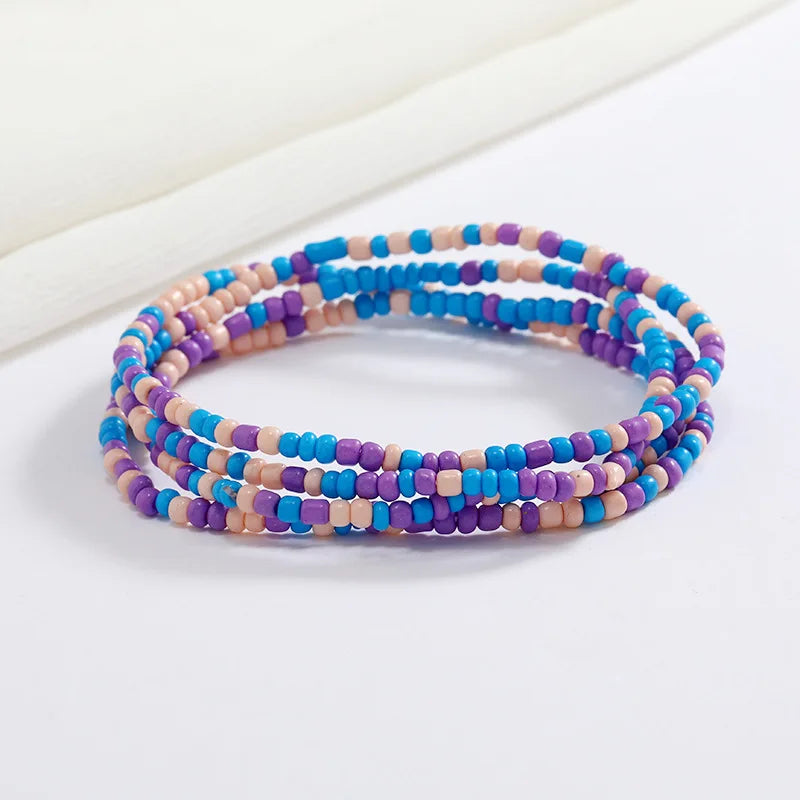 Women's Hand Beaded Glass Body Chain - Elastic Waist Belly Chain Jewelry