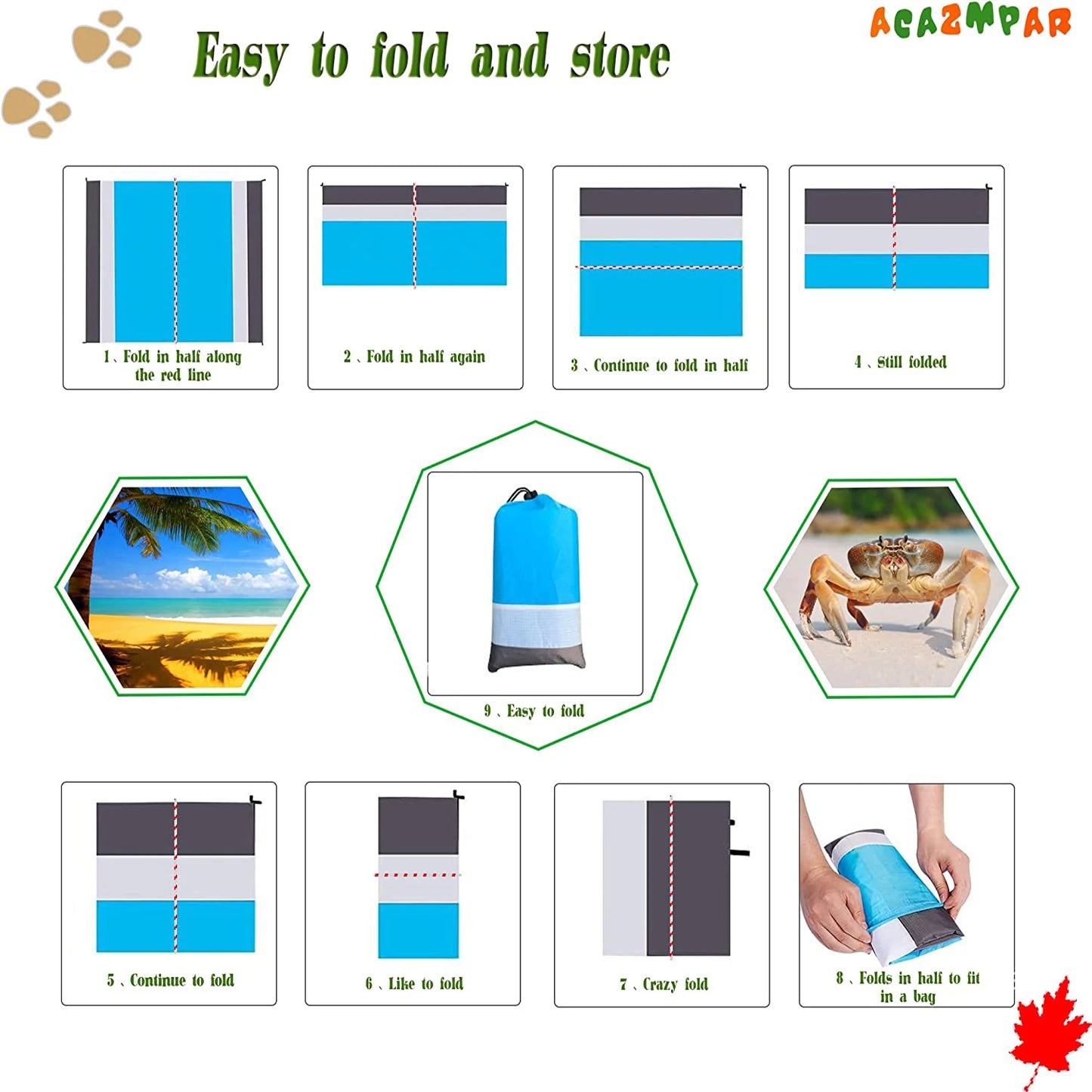 2x2.1m Waterproof Beach Blanket | Portable Sand-Free Picnic Mat with Anchors