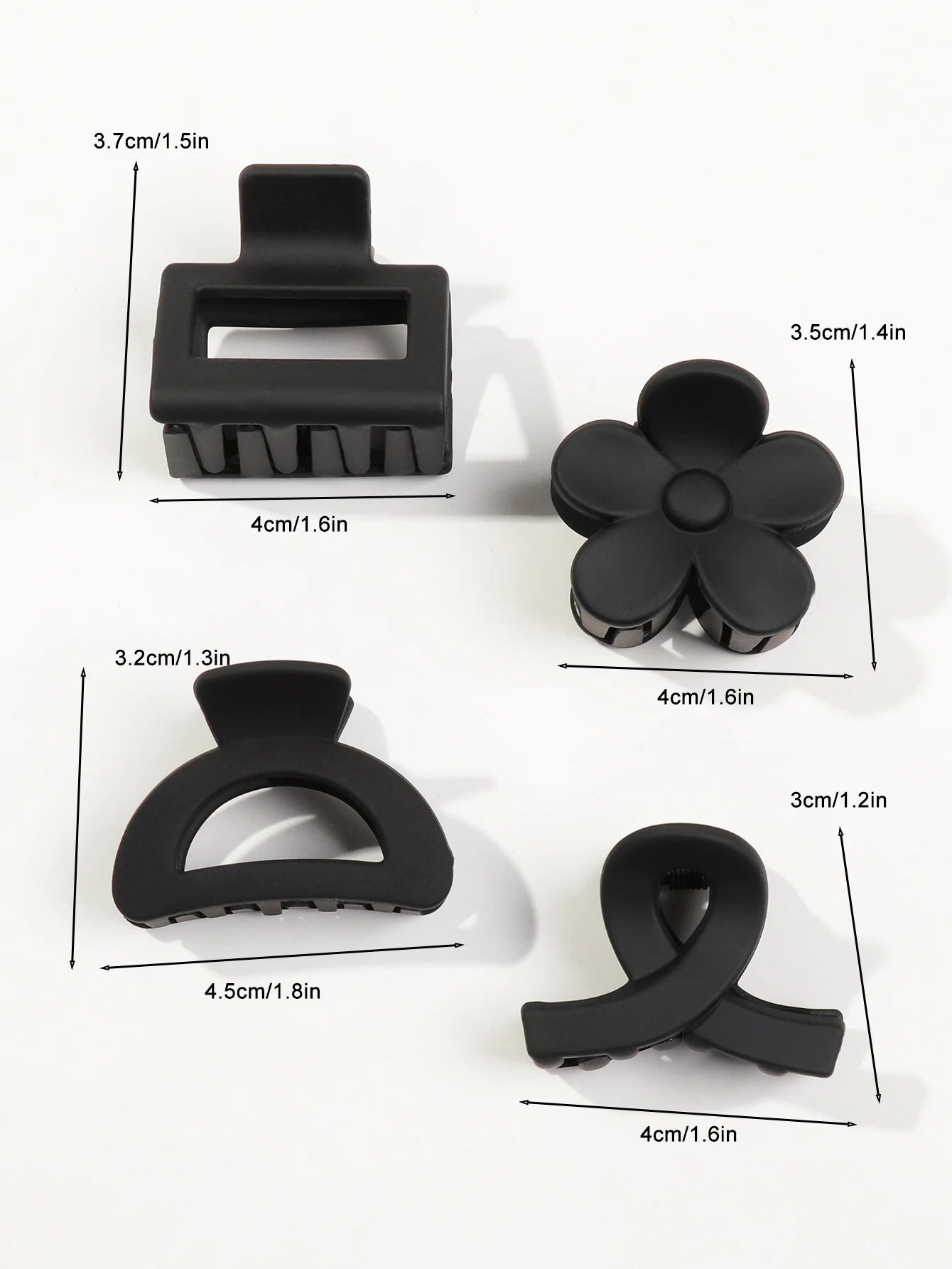 5-Piece Small Flower Hair Claw Clips Set - Matte Rectangle Jaw Clips & Semicircle Barrettes for Thin Hair